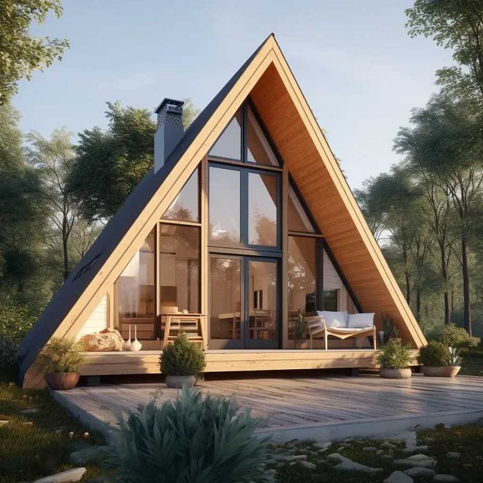 Case modulare pe structura metalica, cabane tip A la cheie