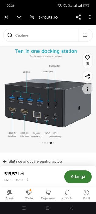 Wavlink USB-C Stație de andocare cu HDMI 4K PD Ethernet și conexiune 2
