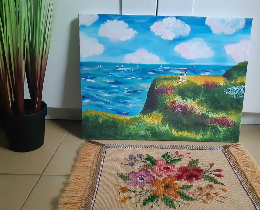 Ръчно рисувана картина „Морски бряг“