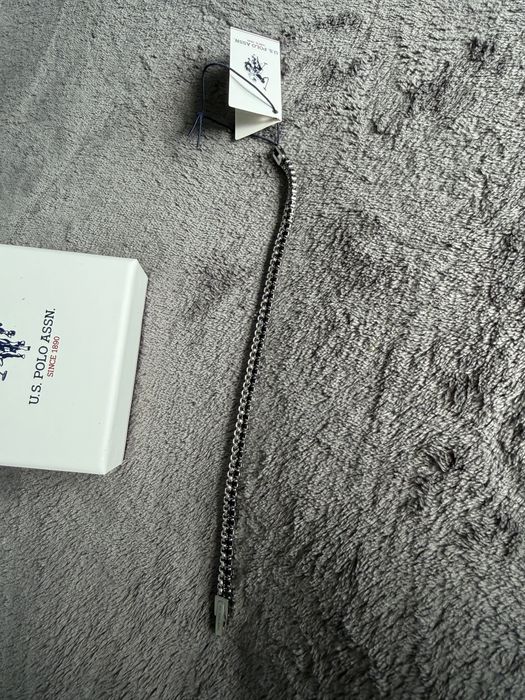 US Polo Assn bratara otel inoxidabil cu pietre negre 20cm noua