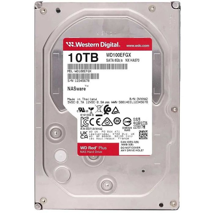 WD Red Plus 10tb NAS Internal Hard Drive HDD 7200 RPM! Новый!