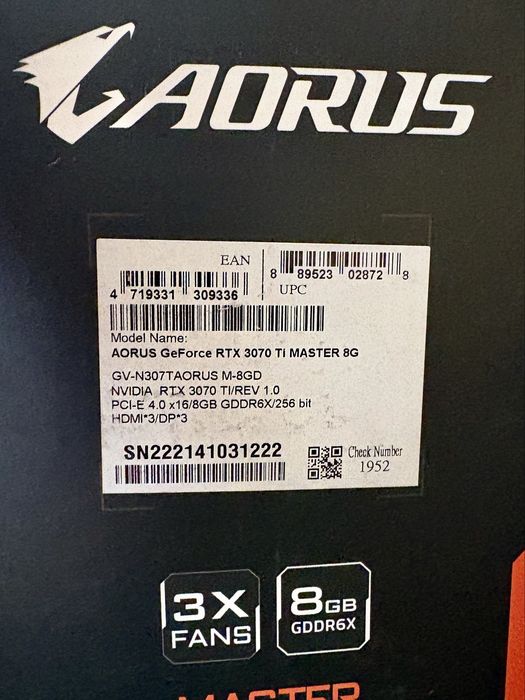 AORUS GeForce RTX 3070 Ti Master 8G