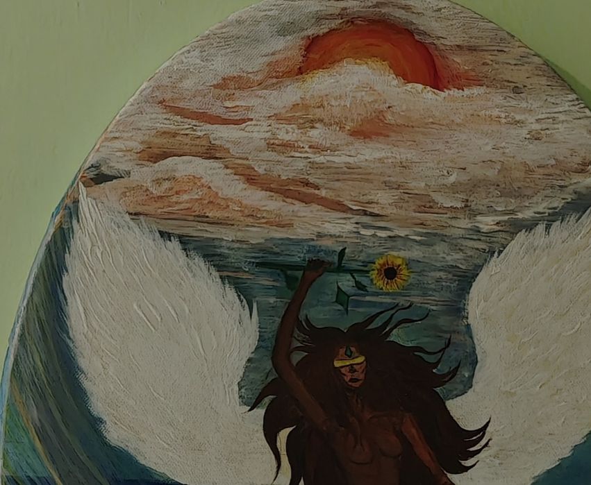 Картина акрил на овално платно "Angel of small death"