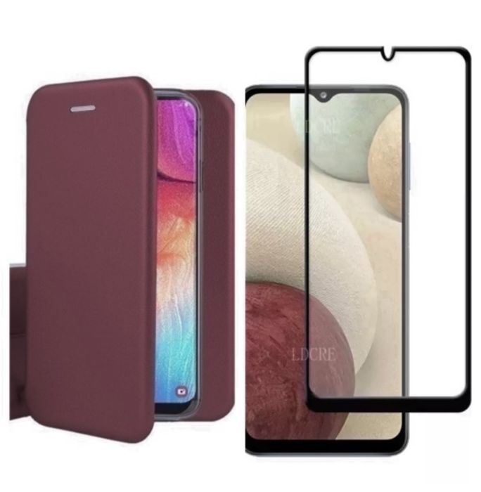 Samsung A05S A32 A33 A34 Husa Flip Cove Imitatie Piele si Folie Sticla