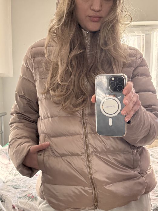 Geacă matlasată auriu/rose ușoară și călduroasă