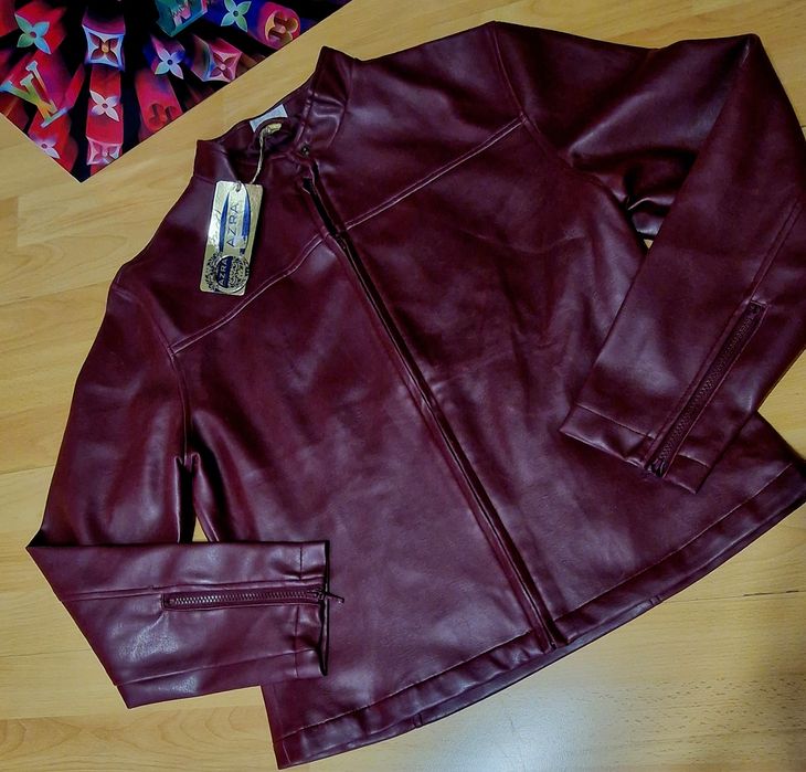 Jacheta dama piele eco Burgundia,super preț