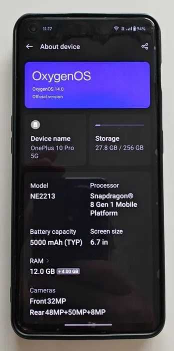 OnePlus 10 Pro 5G, 12GB+4GB RAM, 256GB
