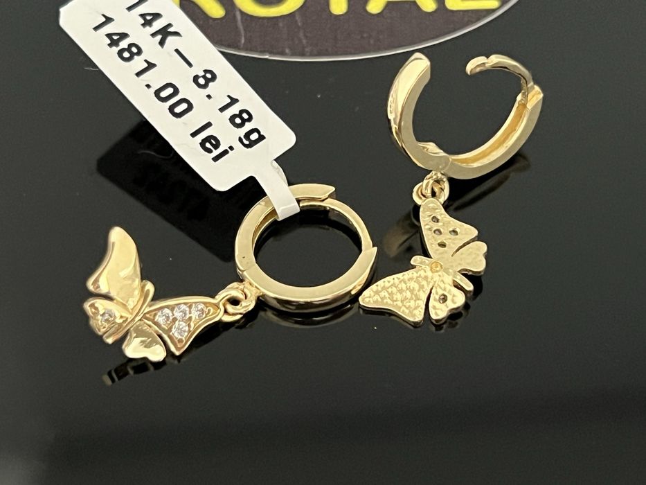 Bijuteria Royal CB : Cercei fluturi aur 14K 585  3,18 gr