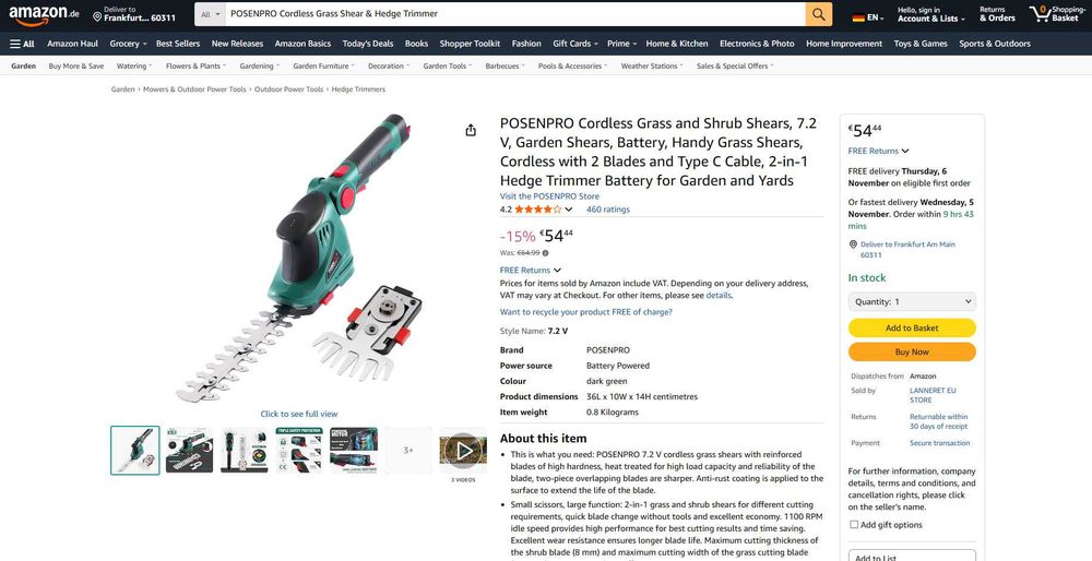 Foarfeca electrica iarba- gard viu, cu Acumulator, REDUS de la 260RON