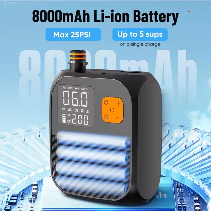 Електрическа въздушна помпа за кола, батерия, 25PSI