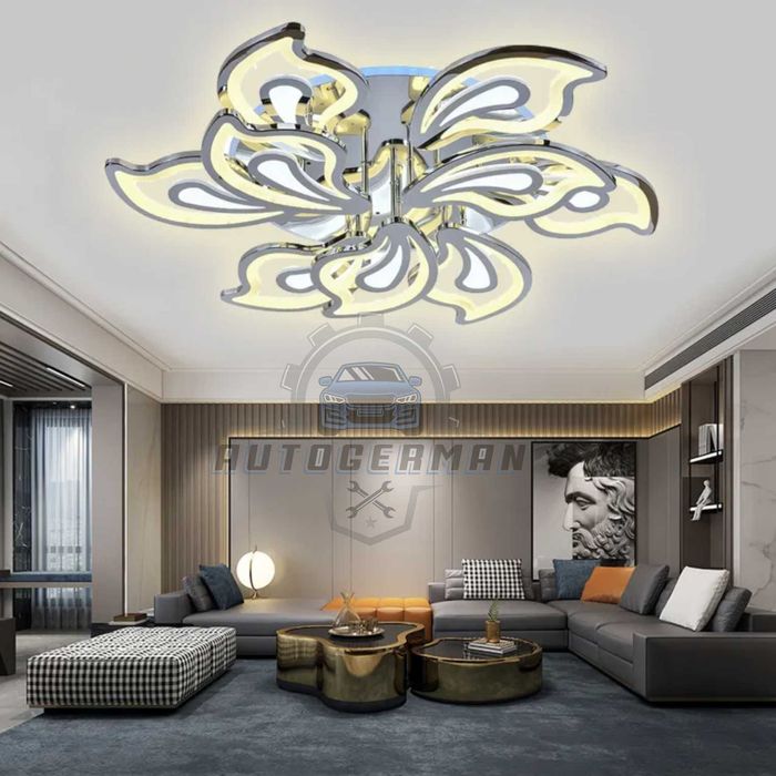 Дизайнерски плафон черен с LED 3-степенна димируема лед полилей