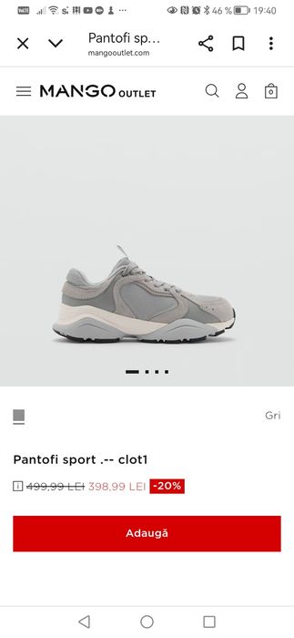 Pantofi sport Mango CLOT1, mărimea 39, noi