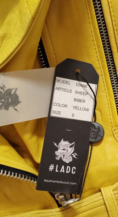 Geaca de piele naturala galbena LADC Paris, masura S