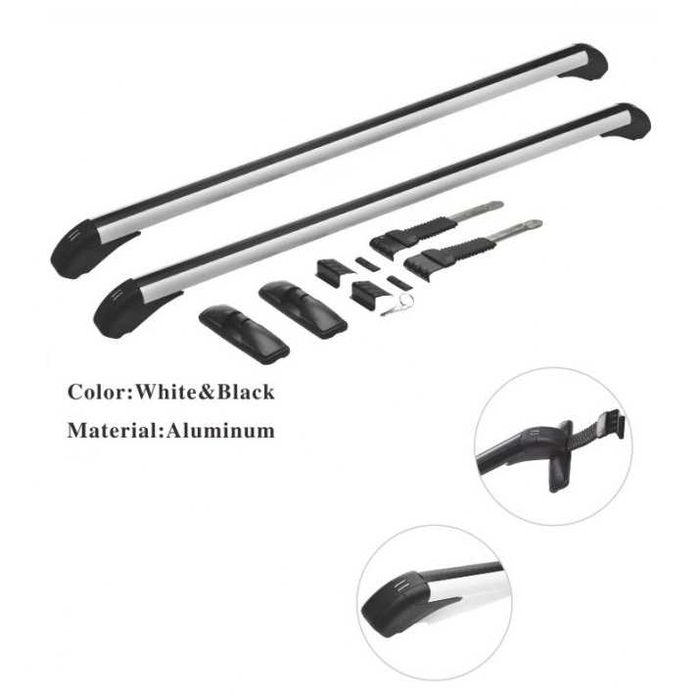 Комплект 2 напречни греди за таван багажник 110 cm, бели, до 150 кг