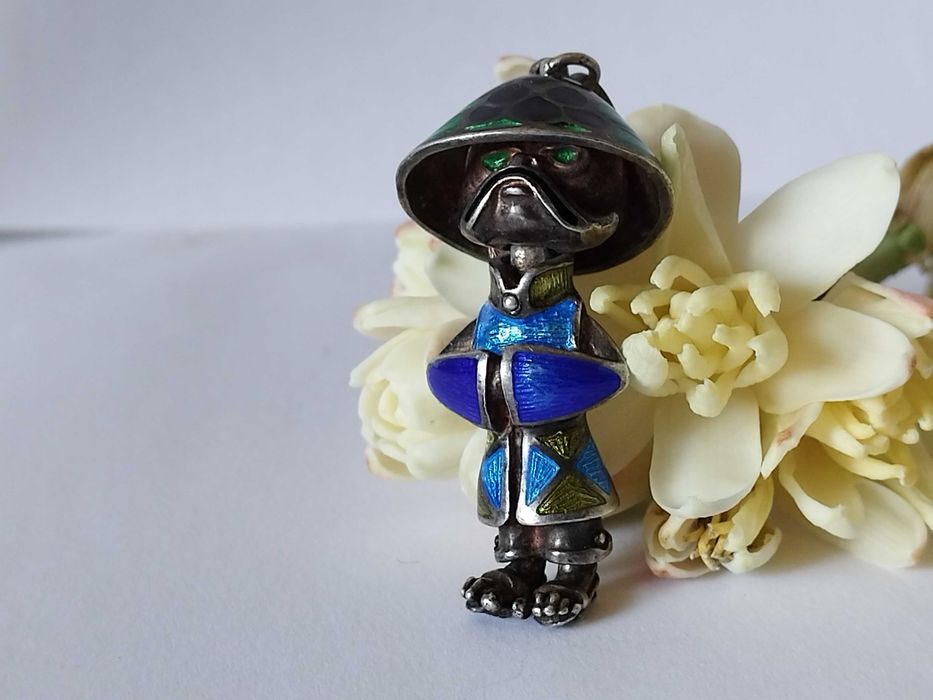 Email si argint masiv pandant