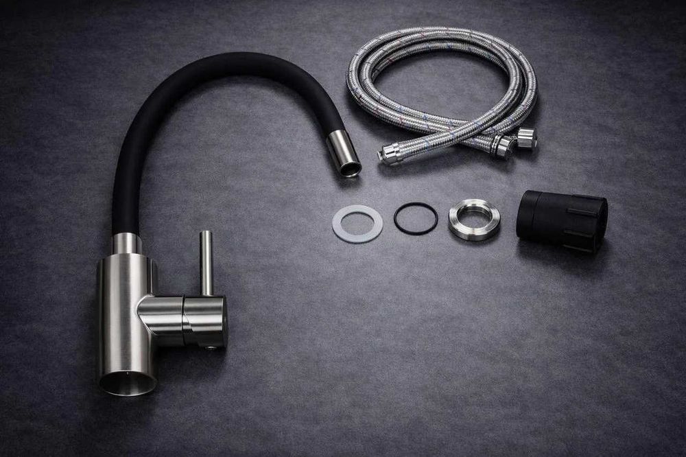 Stellum STM-501 Смеситель для кухни с гибким изливом BLACK