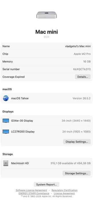 APPLE Mac mini M2 Pro, 16GB, SSD 512GB, 16-core GPU
