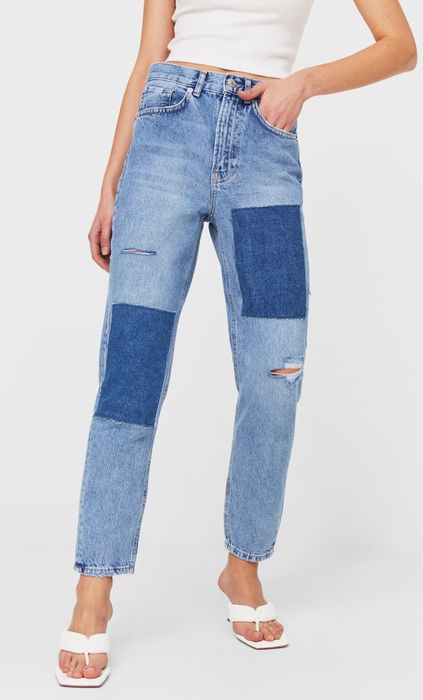 Нови дънки с висока талия Stradivarius Patchwork
