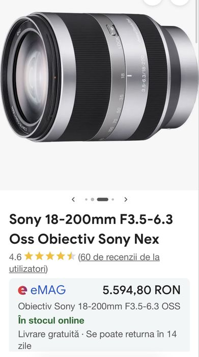 Obiectiv sony 18-200 mm cu stabilizare in stare impecabila