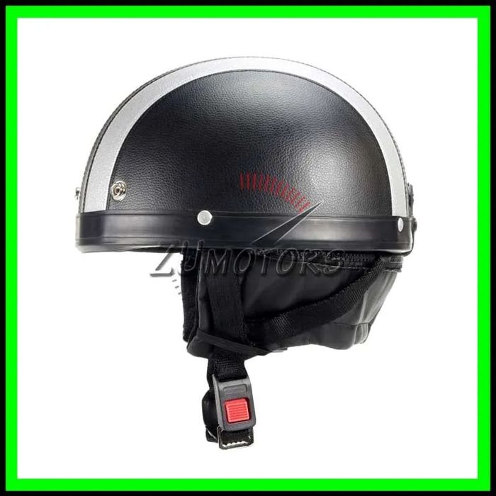 Casca moto Retro scuter Vespa Chopper Piele - Negru-GRI