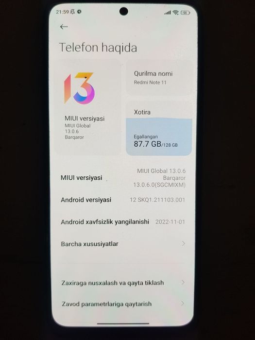 Redmi note 11  6/128 gb