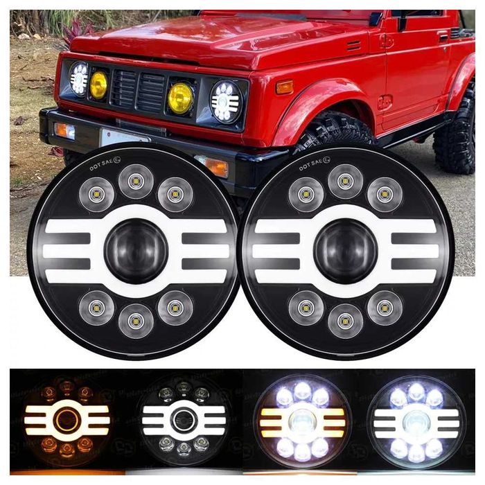 НОВ МОДЕЛ DRL 200W 7 Инчови Диодни Фарове за Lada Niva Jeep Wrangler