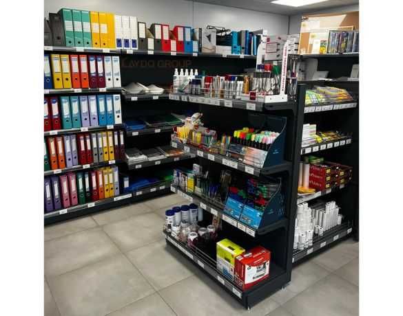 Метални крайстенни и островни стелажи за архив и книжарница тъмно сив