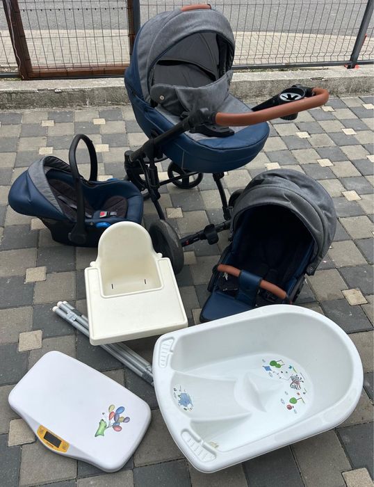 Vand carucior 3x1, scaun de masa Antilop, cantar si cadita bebe