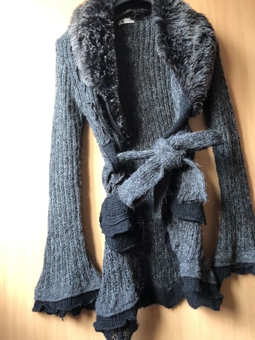 cardigan cu blanita si funda in talie/ croi frumos