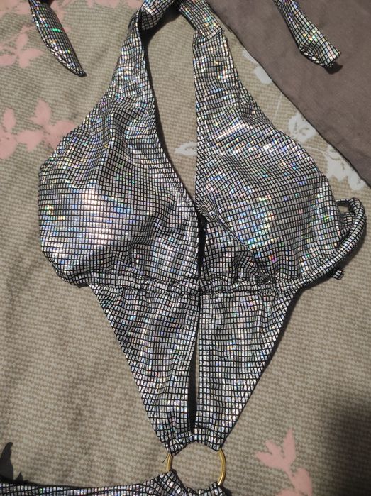 Costum de baie întreg S și M  argintiu sexy