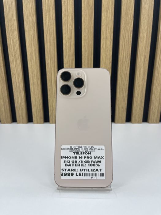 Iphone 16 ProMax 512GB / 100% Bat FACTURA/GARANTIE #54716