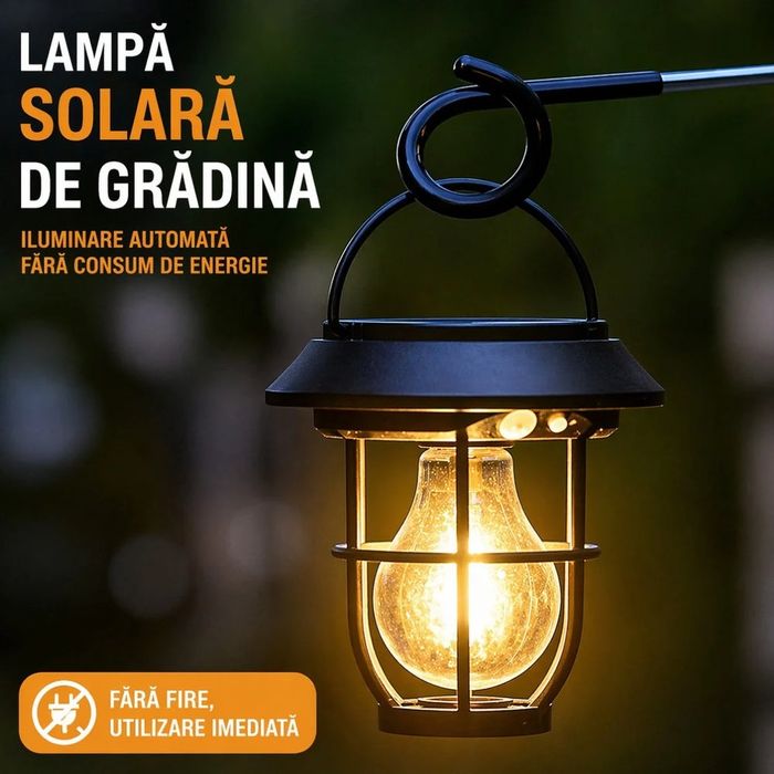 2 bucatii Lampă Solară de Grădină 48 cm, Felinar LED 13cm,Portabila cu Panou Solar Integrat,Țăruș,Montaj in Sol