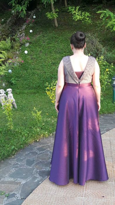 Rochie lunga de seara / revelion / nunta / nasa / gala mov cu argintiu
