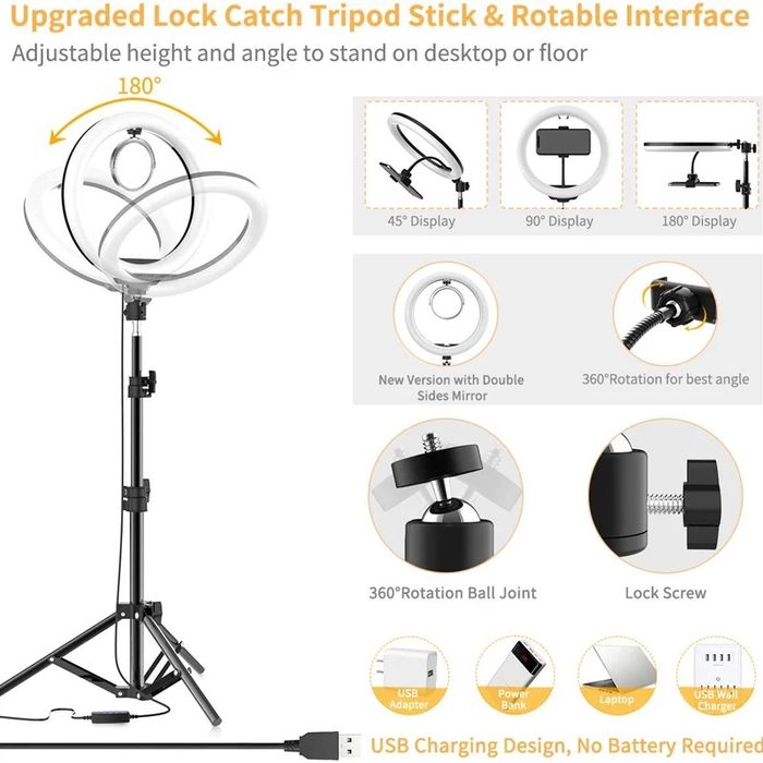Lampa Circulara LED Selfie Ring Light - 3 Moduri Lumina - NOUA