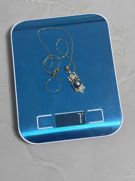 Colier cu perlă neagră Tahitiană, pandantiv vintage + Argint 925