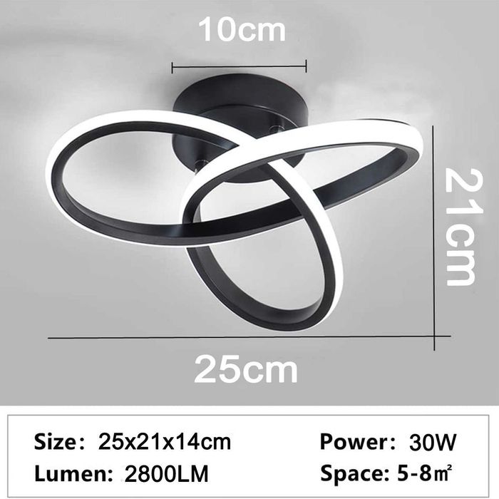 Lampă de tavan LED neagră, 12W reglabilă în 3 culori