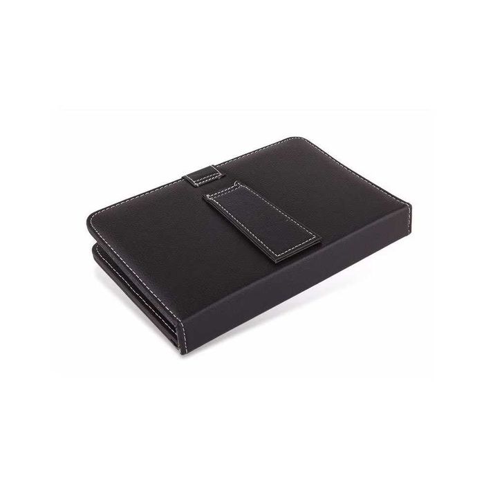 Кожен калъф с кирилизирана клавиатура за таблет 7 инча с ластици-Черен