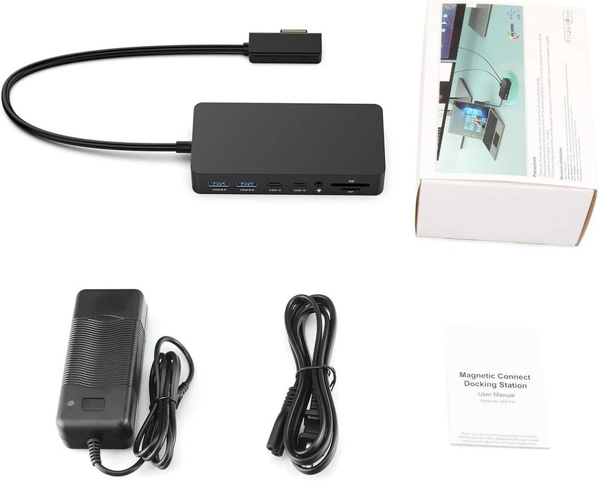 Microsoft Surface Dock - Троен дисплей (2 HDMI 4K + VGA), 12-в-1 докинг станция за Surface Pro