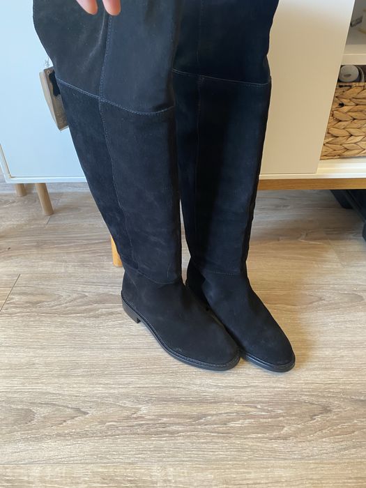 Ботуши до коляното естествен велур