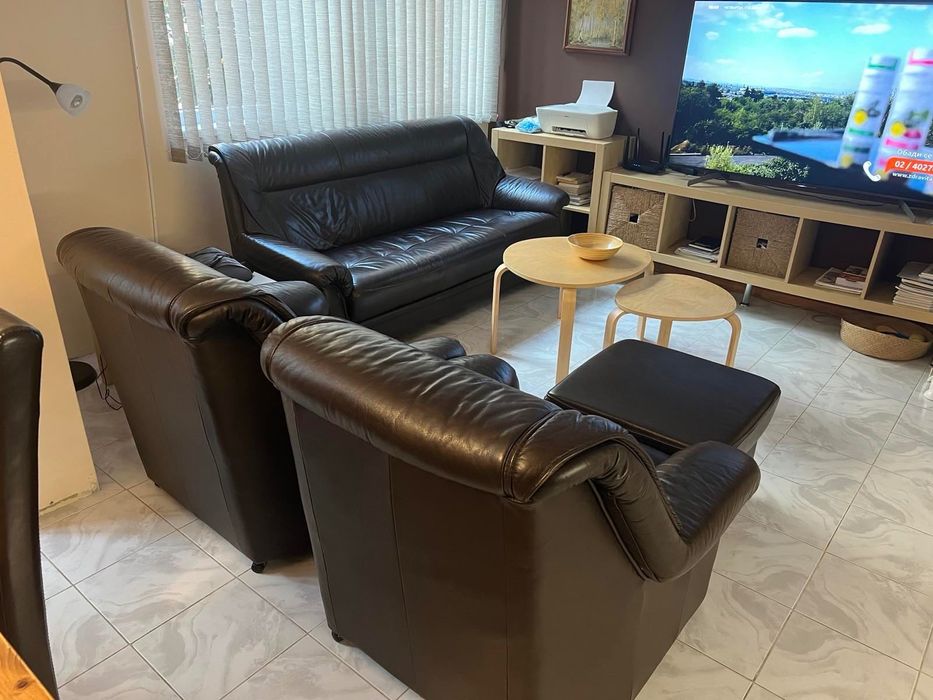 Холна гарнитура от естествена кожа