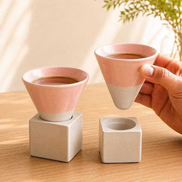 Vand set 2 cesti conice de cafea, ceramica 130 ml