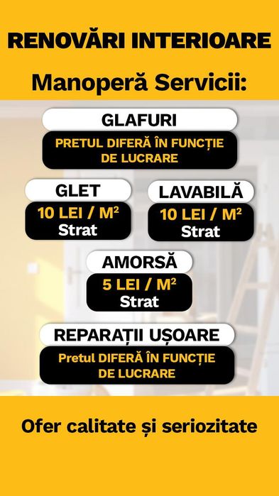 Zugrav / Finisaje Interioare: Glet, Lavabilă, Glafuri | București