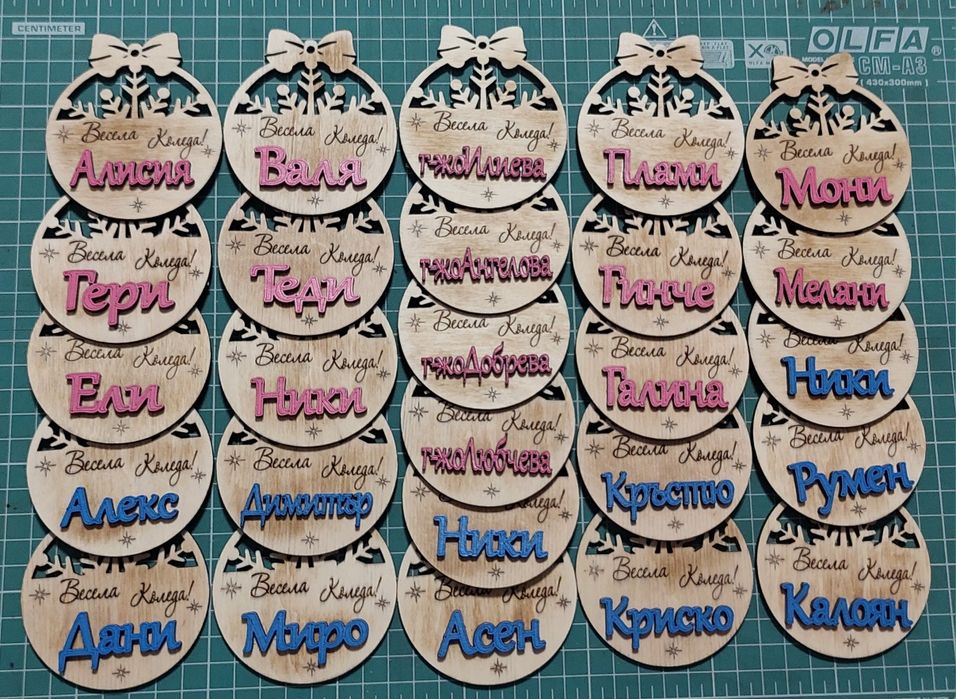 Персонализирана дървена играчка за елха