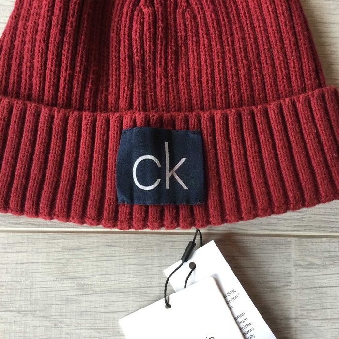 НОВА унисекс памучна червена зимна плетена шапка CALVIN KLEIN от САЩ