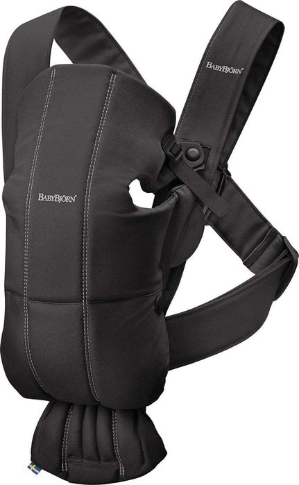 BABYBJÖRN Mini – Ергономична бебешка носилка, памук, Black, за новородени