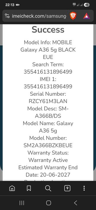 Samsung galaxy a36 5g, 128 GB, in garantie