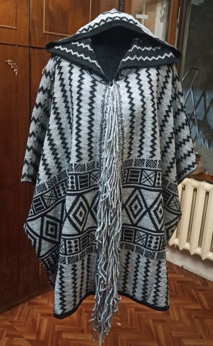 Пончо альпака-шерсть, натуральный, современный красивый тёплый, Турция