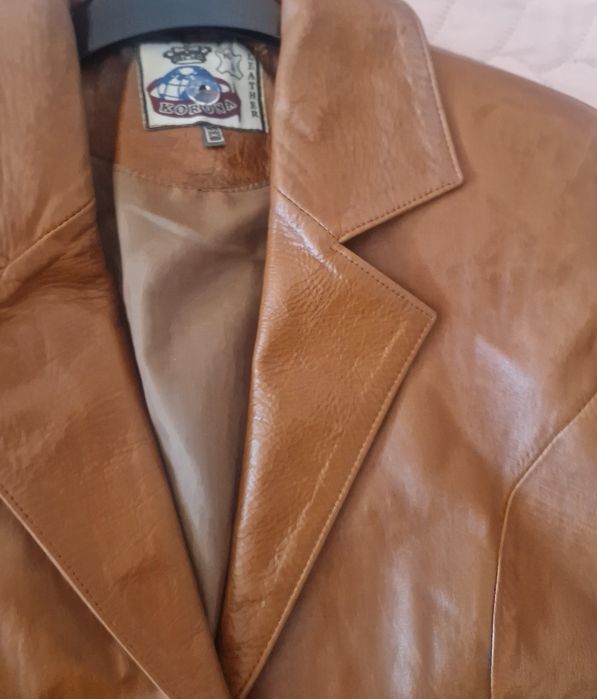 Кафяво яке-сако,естествена кожа