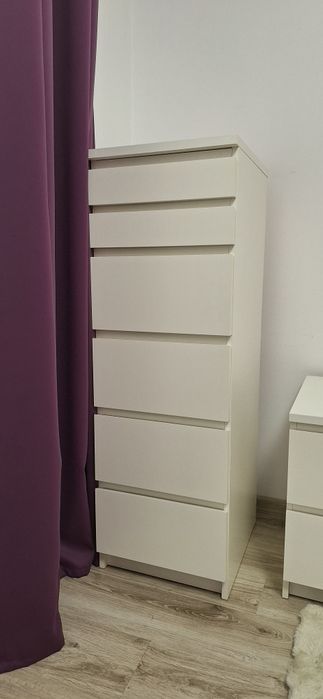 Comodă 6 sertare, alb/oglindă, 40x123 cm Malm