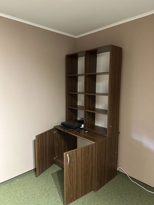 Dulap birou cu bibliotecă / etajeră rafturi - nuanță lemn